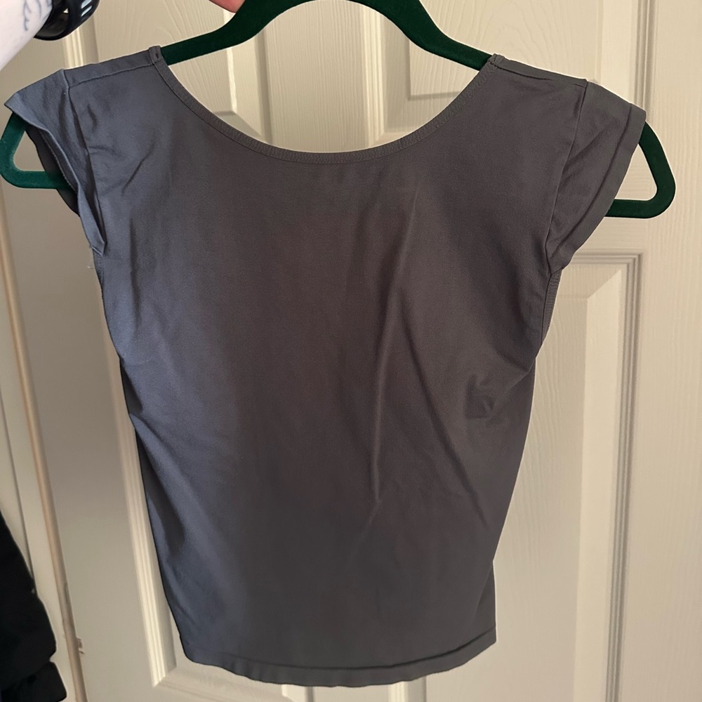 Free People Charcoal Short Sleeve Top